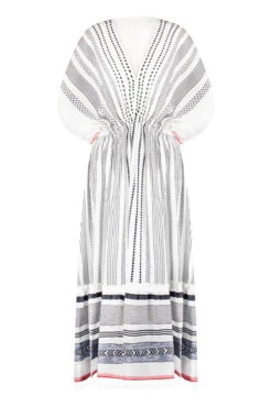 Yeshi Plunge Midi Dress -Farm Rio Swimwear Shop HSW2257C1 Apparel Dress Navy Laydown