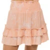 Smocked Ruffle Mini Skirt -Farm Rio Swimwear Shop JM11099 Apparel Bottom Pink Orange Jungle Palm Front