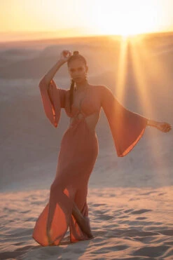 Kehlani Cut Out Maxi Dress -Farm Rio Swimwear Shop KEHLANI DRESS Apparel Dress Terracotta Lifestyle