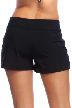 Lace-Up Board Shorts -Farm Rio Swimwear Shop LB0PH32 Apparel Bottom Black Back