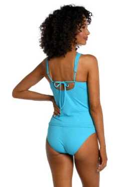 Twist Front Over The Shoulder Tankini Top -Farm Rio Swimwear Shop LB2IG68 Tankini Top Azul Back