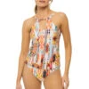 Desert Dream Keyhole High Neck Tankini Top -Farm Rio Swimwear Shop LB3VK85 Tankini Top Multi Front