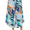 Coastal Palms Cropped Palazzo Pants -Farm Rio Swimwear Shop LB3VM31 Apparel Dress Ice Blue Front