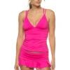 X Back Tankini Top -Farm Rio Swimwear Shop LB3ZZ87 Tankini Top Pop Pink Front