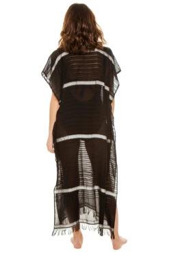Tikuri Classic Caftan -Farm Rio Swimwear Shop LLM BLACK BL Caftans Back 94067