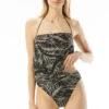 MICHAEL Michael Kors Sonoran Palm Tie Front Tankini Top -Farm Rio Swimwear Shop MM9J302 Tankini Top Black Front1