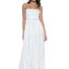 Metallic Strapless Maxi Dress -Farm Rio Swimwear Shop PLQ WHITE WALIL Sundresses Front 101686