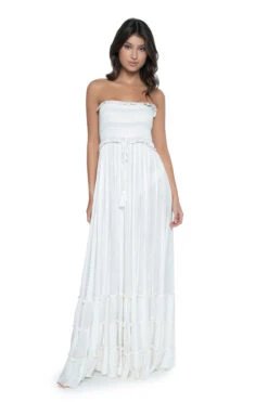 Metallic Strapless Maxi Dress