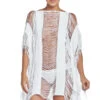 Fringe High Neck Tunic -Farm Rio Swimwear Shop PLQ WHITE WH Tunics Front 87283
