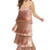Angelica Fringe Maxi Dress -Farm Rio Swimwear Shop R23CD19 Apparel Dress Pearl Blush Front
