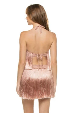 Angelica Fringe Halter Top -Farm Rio Swimwear Shop R23CT17 Apparel Top Pearl Blush Back