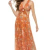Begonia Cutout Maxi Dress -Farm Rio Swimwear Shop R23FD16 Apparel Dress Gold Flame Front