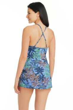 By The Sea High Neck Tankini Top -Farm Rio Swimwear Shop RBBS24271 Tankini Top Navy Multi Back