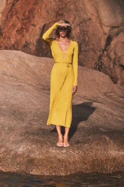 Reagan Maxi Dress -Farm Rio Swimwear Shop REAGAN DRESS Apparel Dress Citron Lifestyle