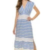 Hirut Plunge Maxi Dress 2 Hirut Plunge Maxi Dress -Farm Rio Swimwear Shop RW2349C1 Apparel Dress Blue Front