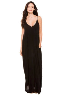 ELAN Spaghetti Strap Bubble Maxi Dress