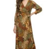 Kate Wrap Maxi Dress -Farm Rio Swimwear Shop S127 KATE N Apparel Dress Jungle Print Moss Green Front