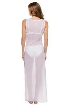 Terri Mesh Maxi Dress -Farm Rio Swimwear Shop SFM134WHT Apparel Dress White Back