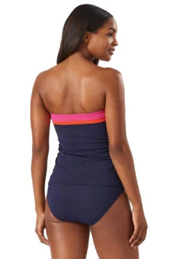 Tommy Bahama Colorblock Bandini Molded Bandeau Tankini Top -Farm Rio Swimwear Shop SS100238 Tankini Top Passion Pink Back