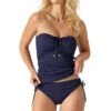 Tommy Bahama Cable Beach Tie Front Tankini Top -Farm Rio Swimwear Shop SS100358 Tankini Top Mare Navy Front