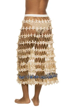 Star Crochet Midi Skirt -Farm Rio Swimwear Shop SS23CS19 Apparel Bottom Snow White Back