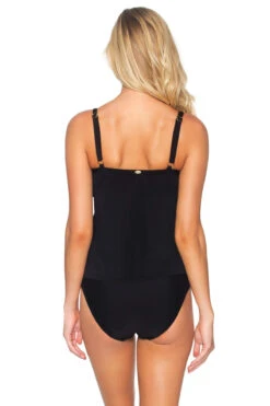 Underwire Twist Tankini Top (E-H Cup) 6 Underwire Twist Tankini Top (E-H Cup) -Farm Rio Swimwear Shop SST BLACK BL Tops Back 56915
