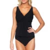 Underwire Twist Tankini Top (E-H Cup) 1 Underwire Twist Tankini Top (E-H Cup) -Farm Rio Swimwear Shop SST BLACK BL Tops Front 56915