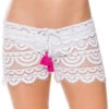 Lace Tie-Front Shorts -Farm Rio Swimwear Shop WAT 442S Apparel Bottom White Front