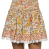 Galia Smocked Mini Skirt -Farm Rio Swimwear Shop WGLS23U7AQO Apparel Bottom Orange Aquarelle Front