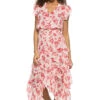 Dakota Ruffle Maxi Dress 1 Dakota Ruffle Maxi Dress -Farm Rio Swimwear Shop XIDL8112 Apparel Dress Watermelon Blossom Front